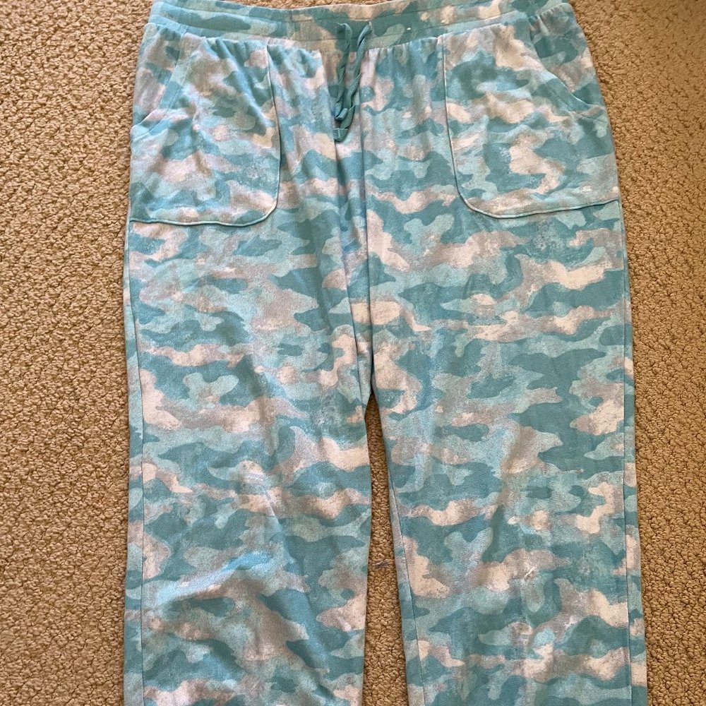 Light Blue cloud camo pajama pants Women's XL